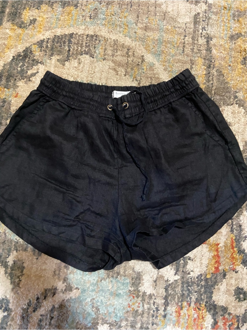 Women's Black lanhtropy Large Drawstring Linen-Blend Shorts